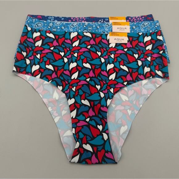 Aqua Intimates Panties Womens Small Hipster Set of 5 Colorful Paisley Hearts - Picture 4 of 4